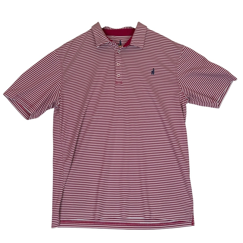 johnnie-O Striped Golf Polo Magenta PrepFormance Lightweight Athleisure Sz Large